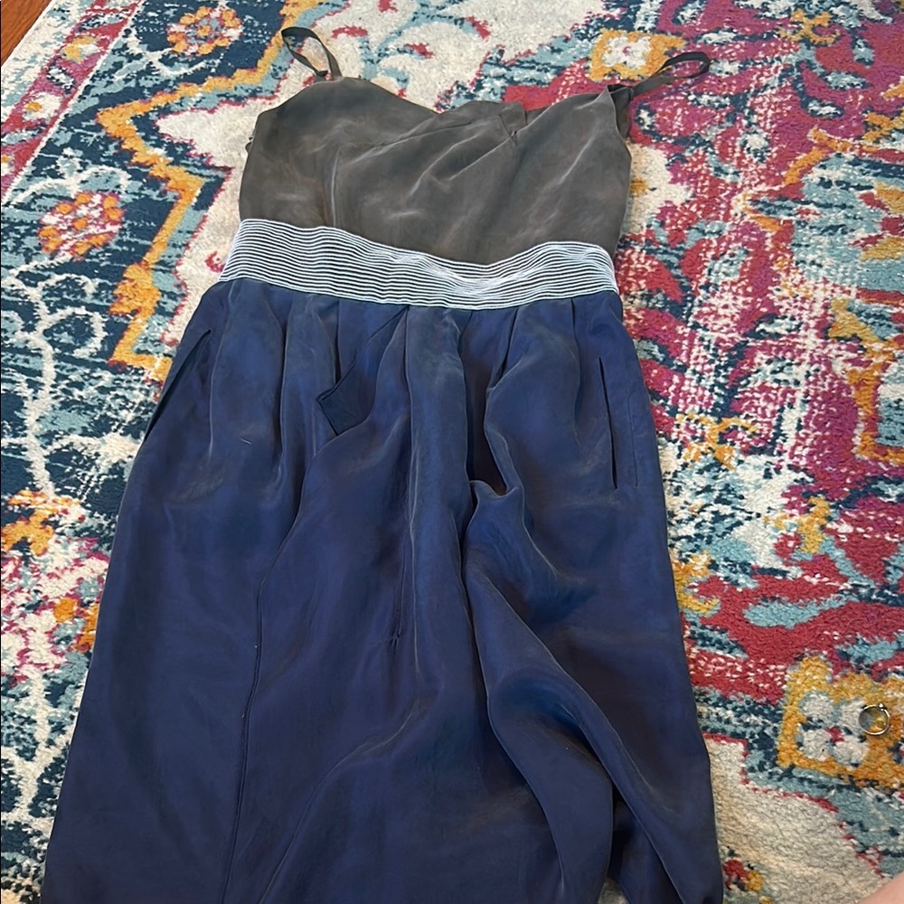 Roland Mouret Gray and Blue Midi Dress
